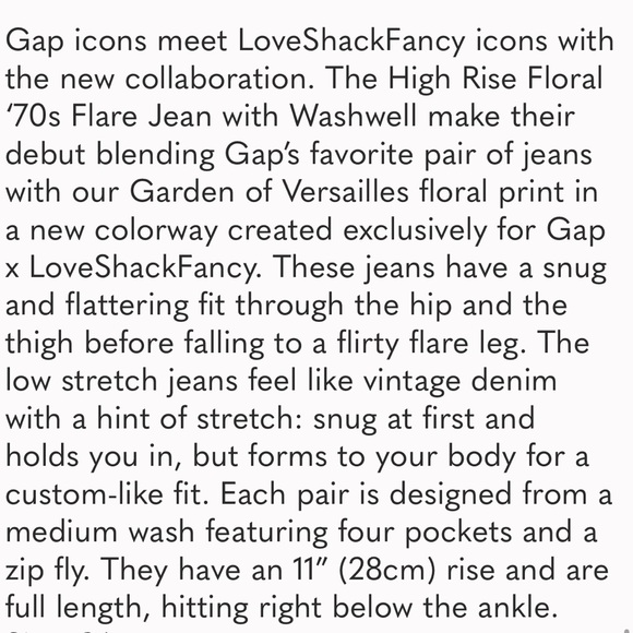 Love Shack Fancy x Gap 💙 FLORAL High Waist Jeans 28 loveshackfancy - Picture 6 of 6
